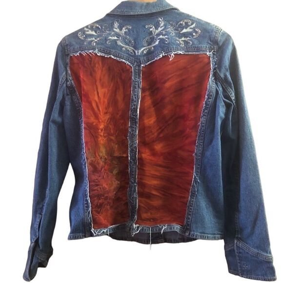 Tahari Navy Blue Cotton Denim Beaded Embellished Jean Jacket Customized - Picture 7 of 9